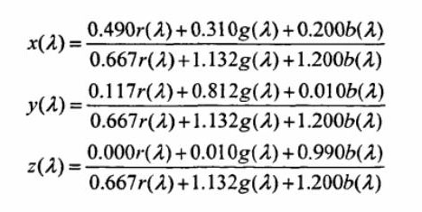 CIEXYZ顏色空間和CIERGB顏色空間轉(zhuǎn)換關(guān)系